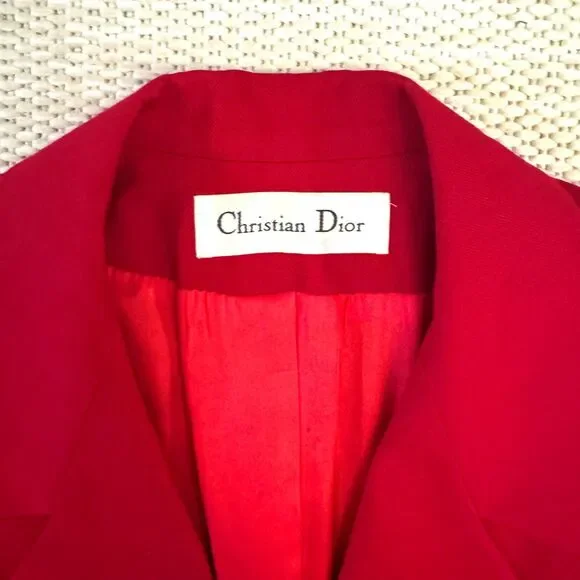 100% Authentic Vintage Christian Dior Red Wool Coat, Size 10, Designer Luxury - Picture 4 of 10